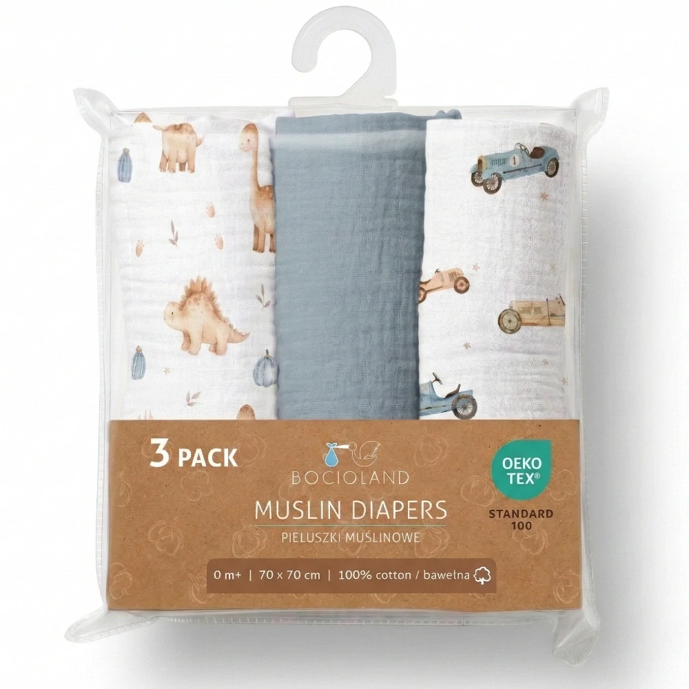 Mušelínové pleny 3 kusy Auta