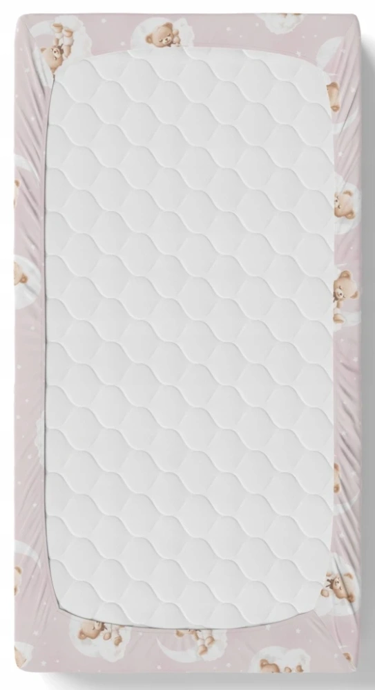 Dětské bavlněné prostěradlo 120 × 60 cm – Medvídek na obláčku růžové