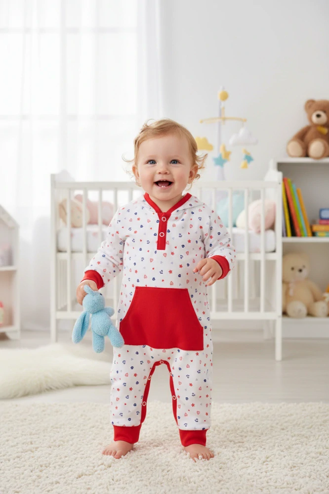 Kojenecký overal s kapucí Moře 80