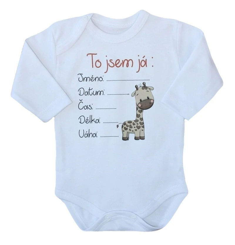 Originální body pro novorozené miminko  Žirafka 50