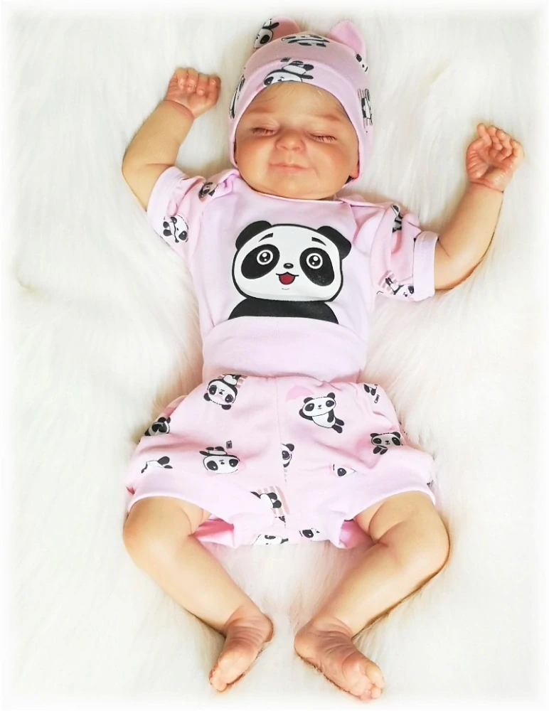 Kojenecká letní 2D souprava Panda růžová 56