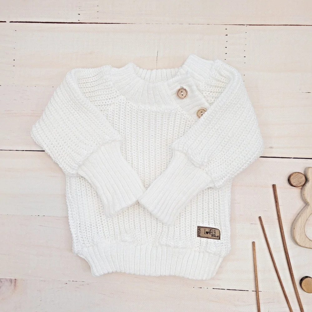 Kojenecký pletený svetřík Lovely bílá 56/62