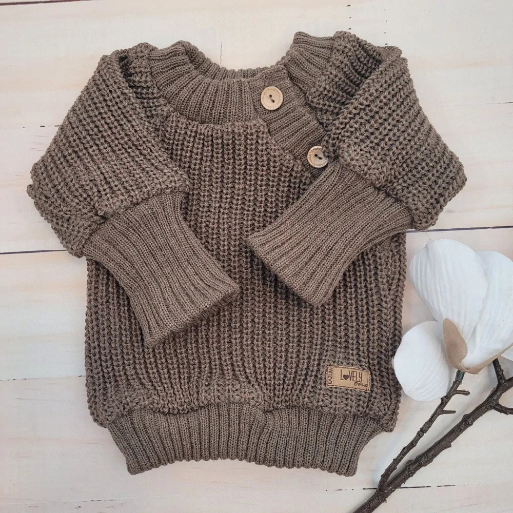 Kojenecký pletený svetřík Lovely čokoláda 56/62