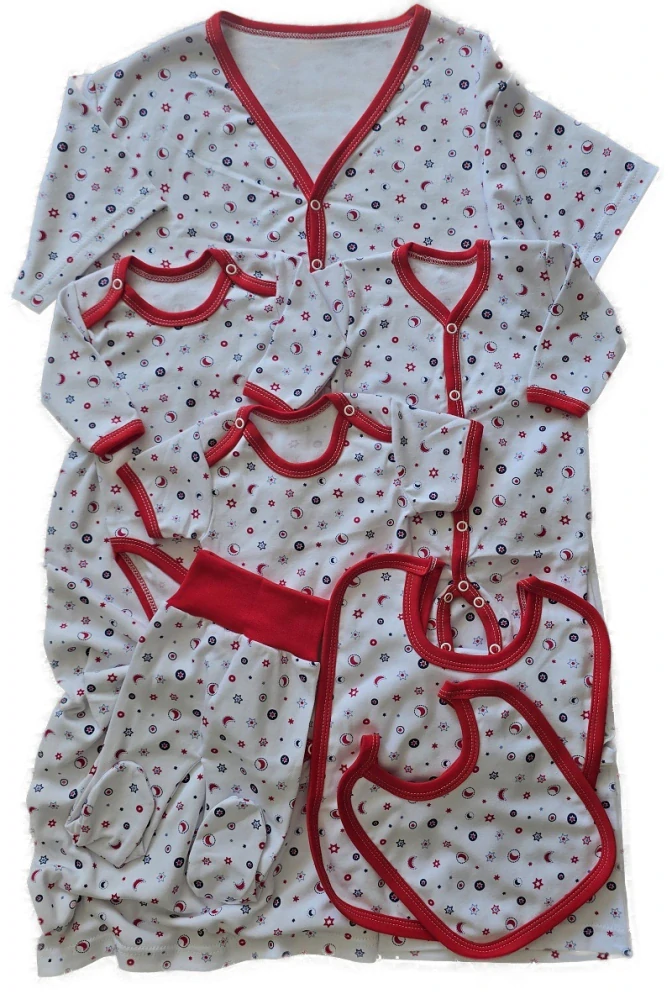 Těhotenská a kojící noční košilka na ramínka Nebe červená S