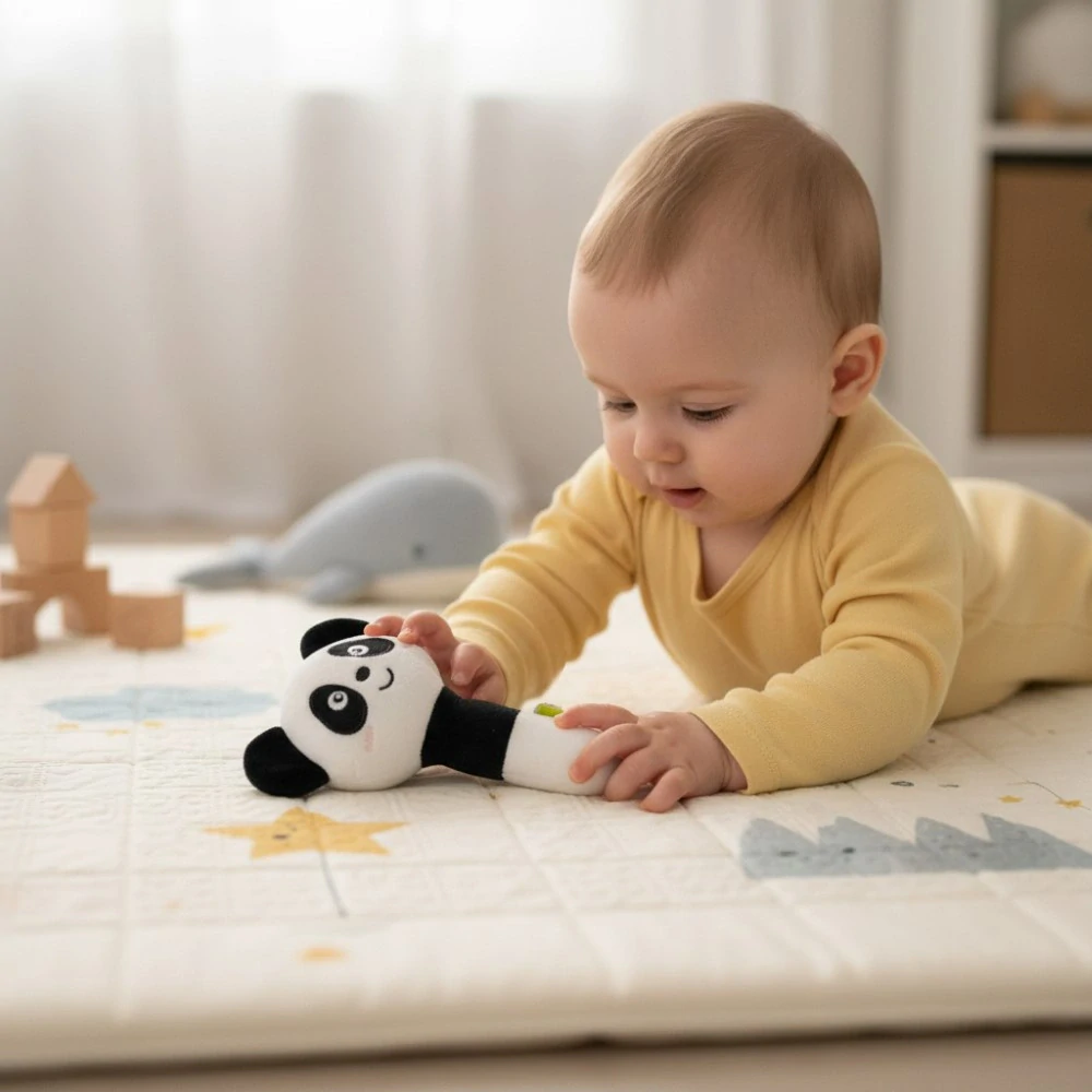 Bocioland plyšové chrastítko s pískátkem Panda