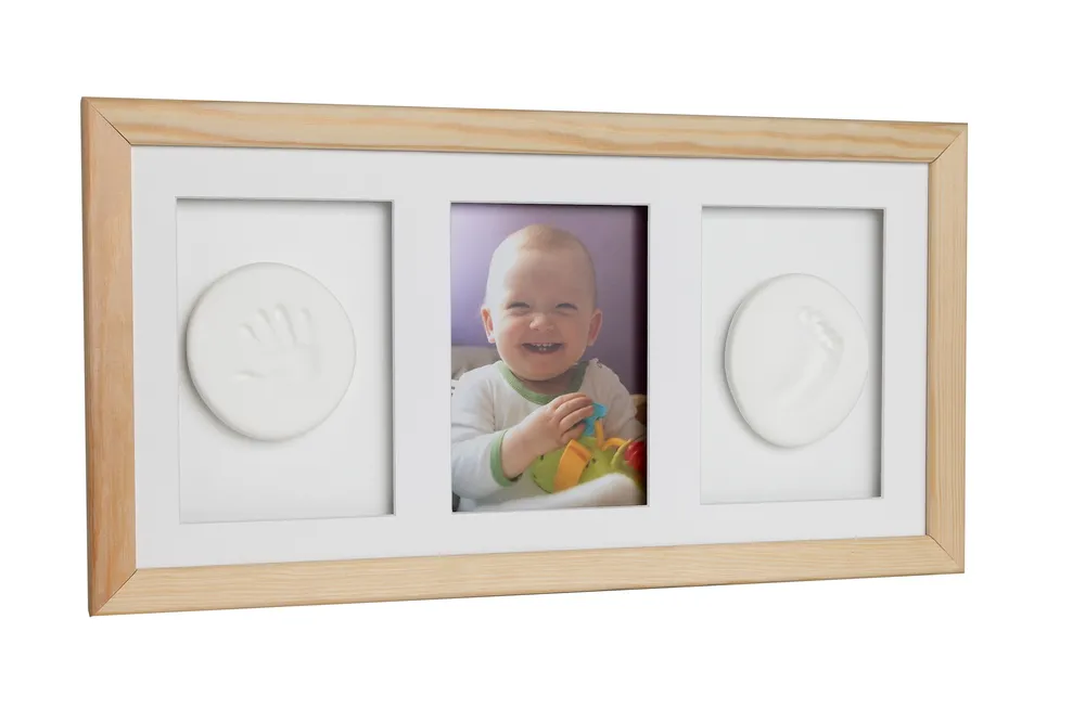 Rámeček pro foto a otisk ručičky a nožičky miminka 3D přírodní | Krásná vzpomínka na miminko