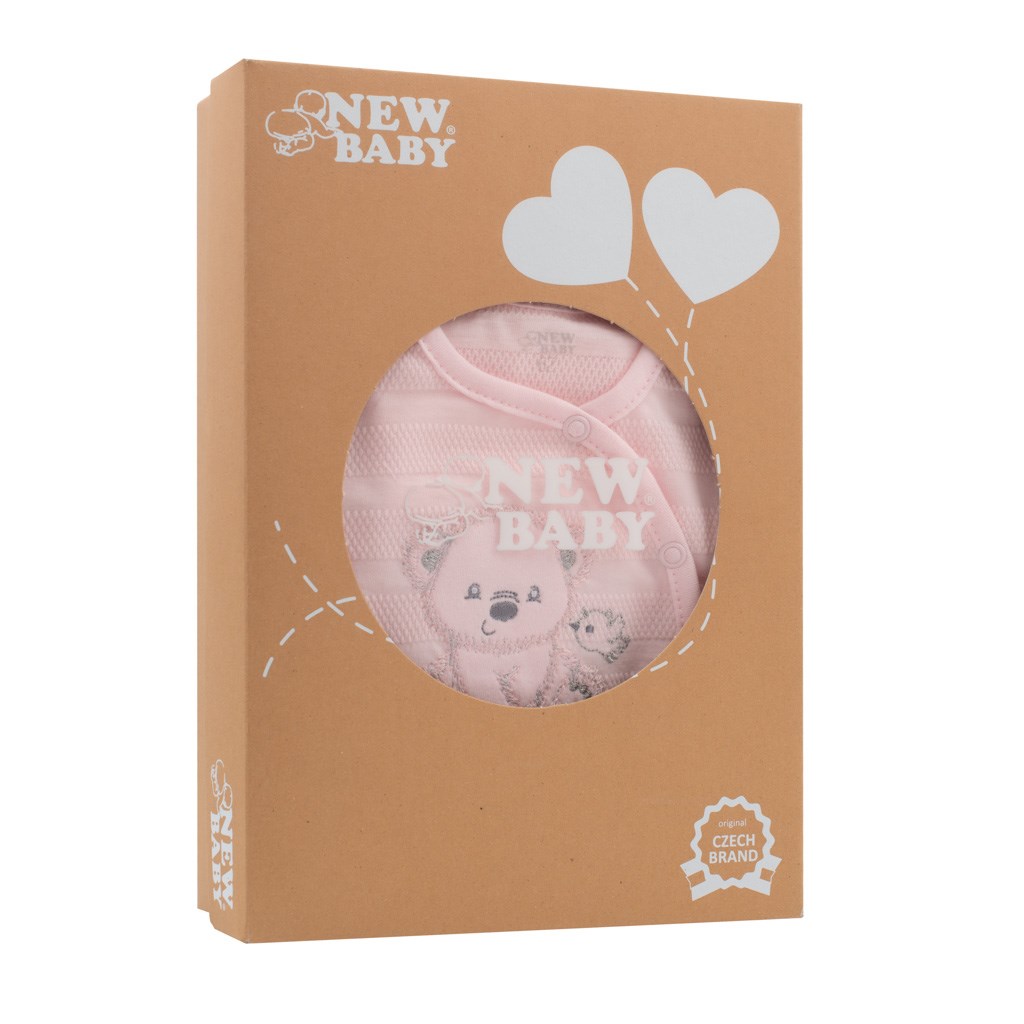 Kojenecká 4D souprava do porodnice SWEET BEAR růžová 50