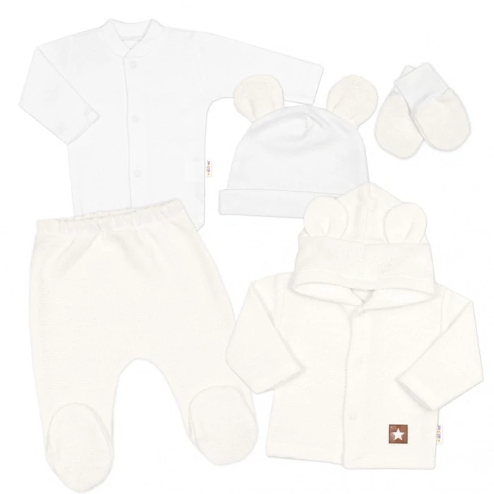 Kojenecká pletená 5D souprava Star bílá 68