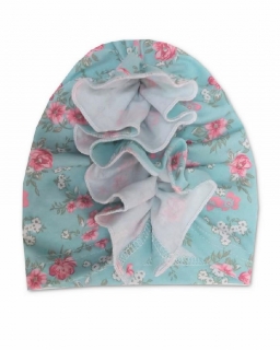 kojenecká bavlněná čepice/turban Mint kvítek