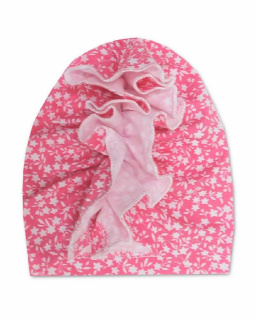 Kojenecká bavlněná čepice/turban Bílý kvítek