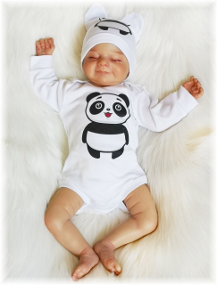 Kojenecké body dl. rukáv Panda bílá 50