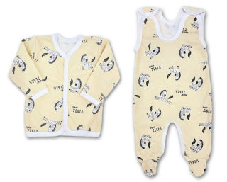 Kojenecká 2D souprava FUNNY ZEBRA kabátek+dupačky 50