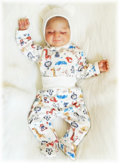 Kojenecká 2D souprava Safari smetánka body+polodupačky 50