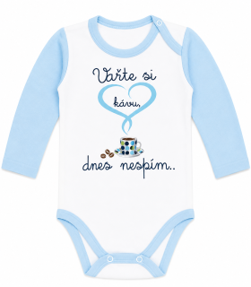 Kojenecké body s potiskem “Vařte si kávu, dnes nespím..”