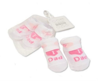 Kojenecké ponožky I LOVE DAD - růžové