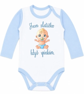 Originální body s potiskem "Jsem zlatíčko, když spinkám.." 68m