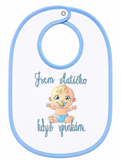 Bryndáček s nápisem "Jsem zlatíčko když spinkám.."