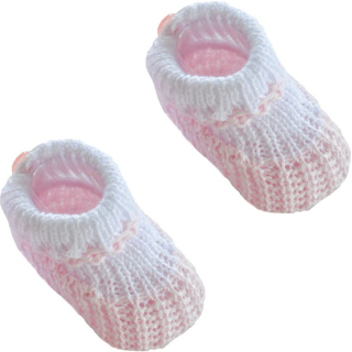 Kojenecké capáčky růžovobílé s knoflíčkem