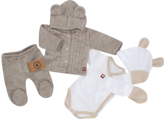 Kojenecká 5D pletená souprava do porodnice béžová 50