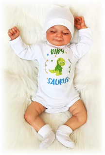 Vtipné body s nápisem BABYSAURUS zelená 56
