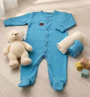 Kojenecký žebrovaný overal Brumlík - tyrkys 56