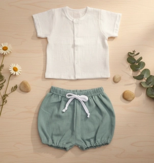 Kojenecká 2D mušelínová souprava máta 56 