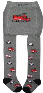 Kojenecké bavlněné punčocháčky hasiči šedá