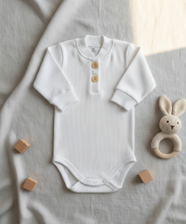 Kojenecké bílé žebrované body polo 62