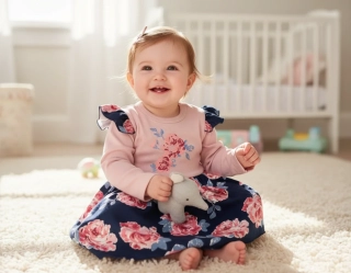 Kojenecké sukýnkové body Růžička PU modrá 56