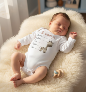 Originální body pro novorozené miminko  Žirafka 50