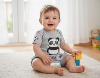 Kojenecká letní 2D souprava Panda šedá 50