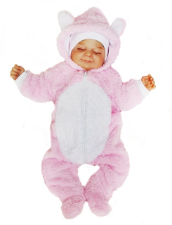 Kojenecký růžovobílý overal Luna 48