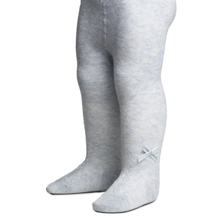 Kojenecké vzorované punčocháčky s mašličkou - jeans melanž
