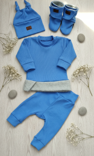 Kojenecká 4D bavlněná souprava Brumlík modrá 86