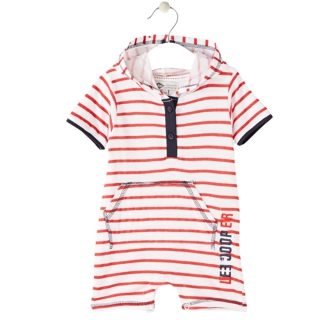 Chlapecký letní overal LEE COOPER s kapuckou červený proužek 56/62