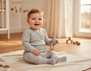 Kojenecká 2D rostoucí souprava zavinovací body+tepláčky šedá 80/86