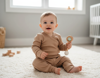 Kojenecká 2D rostoucí souprava zavinovací body+tepláčky čokoláda 86/92