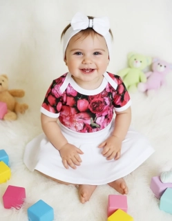 Kojenecká letní 2D souprava červená růžička 50