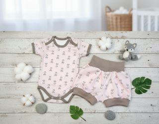 Kojenecká letní 2D souprava Lišáček růžová 50