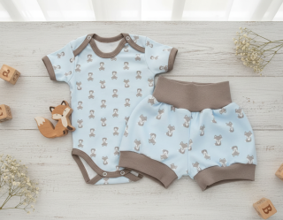 Kojenecká letní 2D souprava Lišáček modrá 56