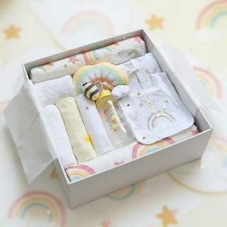 Brumlík dárkový set pro miminko Duha žlutá 50/62
