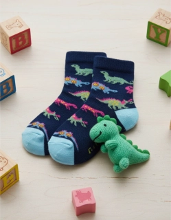 Kojenecké ponožky Dinosauři modrá