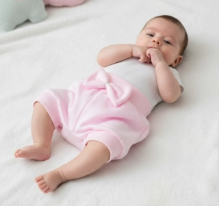 Kojenecké bavlněné kraťasy - růžová 56