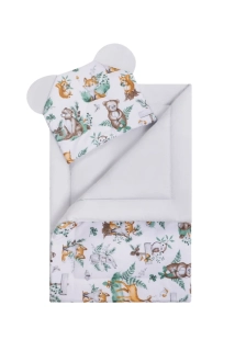 Bocioland 2D set bavlněná deka + polštářek Lesní zvířátka šedá