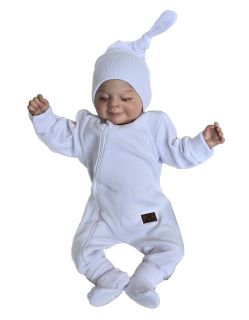 Kojenecký rostoucí overal, čepička, capáčky bílá 56/62