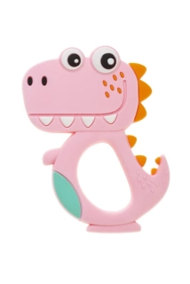 Dětské silikonové kousátko Dino růžová