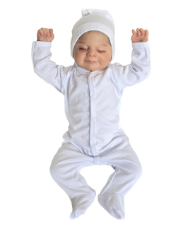 Kojenecký bílý bavlněný overal 56