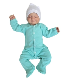 Kojenecký mintový bavlněný overal 56