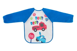 Dětský plastový bryndák s rukávy Auto