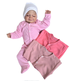 Kojenecké overaly 3 kusy růžová, pudrová, korálová 56